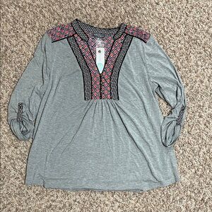 Gray Geometric Patterned Women's Top